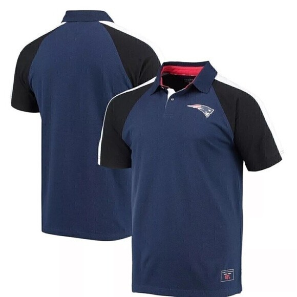 TOMMY HILFIGER M Men's Navy, White New England Patriots Holden Raglan Polo Shirt - Picture 2 of 7